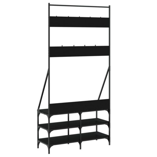 Clothes Rack with Shoe Storage Black 90x34x184cm - Image 6
