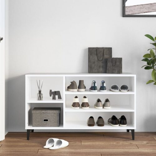 Shoe Cabinet White 102x36x60cm Engineered Wood - Image 3