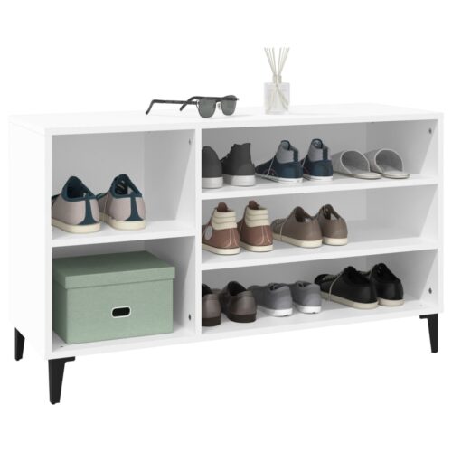 Shoe Cabinet White 102x36x60cm Engineered Wood - Image 4