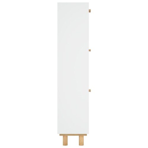 Shoe Cabinet White 52x25x115cm Engineered Wood Natural Rattan - Image 5