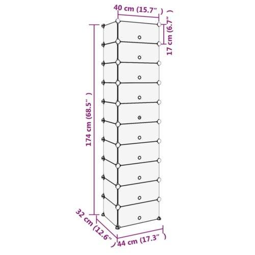 Shoe Rack Transparent 44x32x174cm PP - Image 8