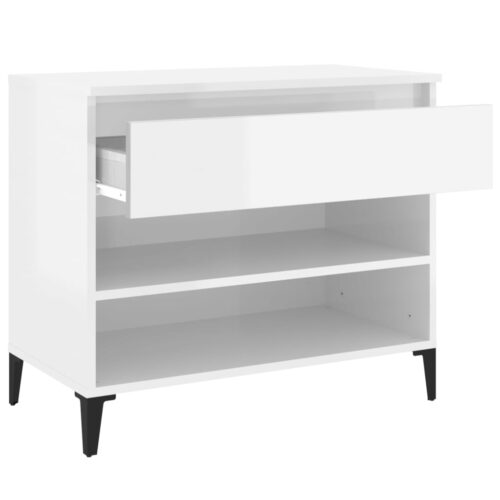 Shoe Cabinet High Gloss White 70x36x60cm Engineered Wood - Image 6