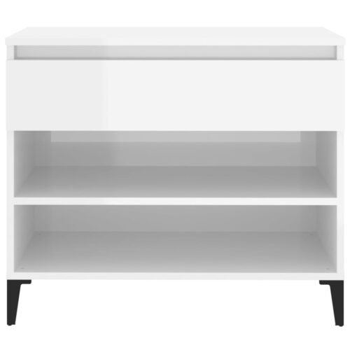 Shoe Cabinet High Gloss White 70x36x60cm Engineered Wood - Image 7