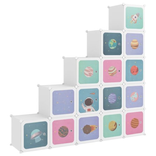 Cube Storage Cabinet for Kids with 15 Cubes White PP - Image 2