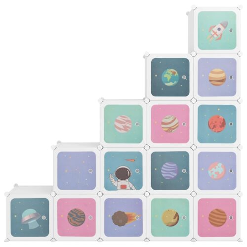 Cube Storage Cabinet for Kids with 15 Cubes White PP - Image 3
