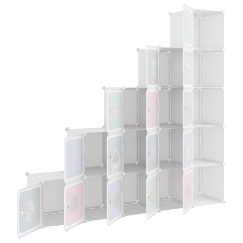 Cube Storage Cabinet for Kids with 15 Cubes White PP - Image 6