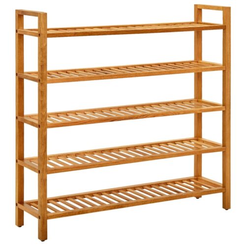 Shoe Rack with 5 Shelves 100x27x100cm Solid Oak Wood