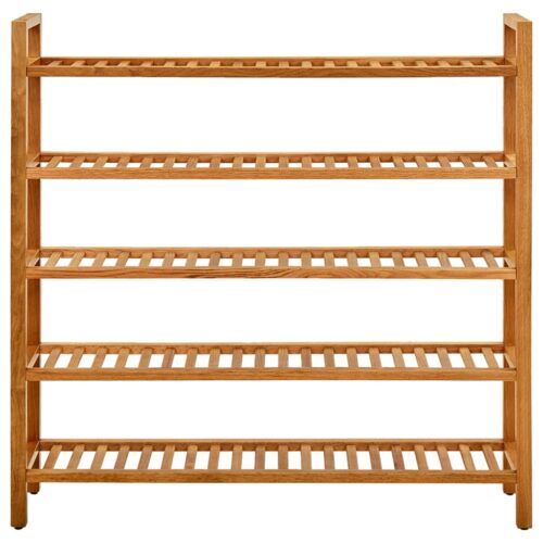 Shoe Rack with 5 Shelves 100x27x100cm Solid Oak Wood - Image 2