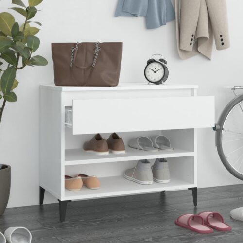 Shoe Cabinet White 70x36x60cm Engineered Wood - Image 3