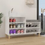 Shoe Cabinet High Gloss White 102x36x60cm Engineered Wood