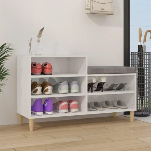Shoe Cabinet High Gloss White 102x36x60cm Engineered Wood