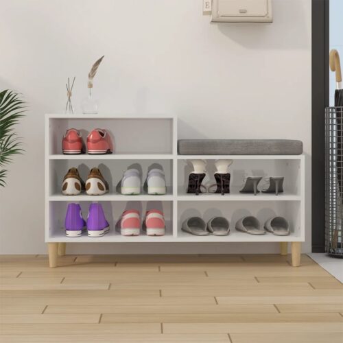 Shoe Cabinet High Gloss White 102x36x60cm Engineered Wood - Image 3