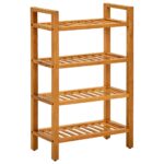 Shoe Rack with 4 Shelves 50x27x80cm Solid Oak Wood