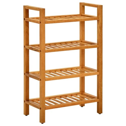 Shoe Rack with 4 Shelves 50x27x80cm Solid Oak Wood