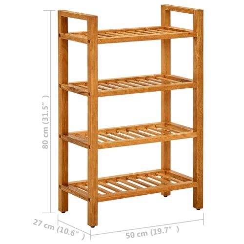Shoe Rack with 4 Shelves 50x27x80cm Solid Oak Wood - Image 6
