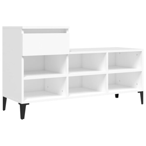 Shoe Cabinet White 102x36x60cm Engineered Wood - Image 2