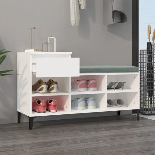 Shoe Cabinet White 102x36x60cm Engineered Wood - Image 3