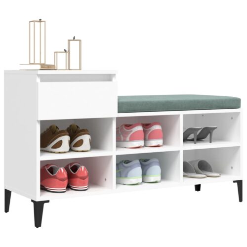 Shoe Cabinet White 102x36x60cm Engineered Wood - Image 4