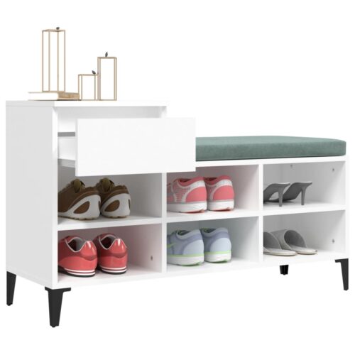 Shoe Cabinet White 102x36x60cm Engineered Wood - Image 5