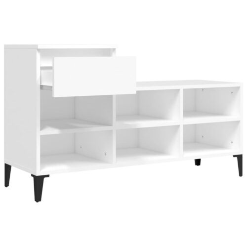 Shoe Cabinet White 102x36x60cm Engineered Wood - Image 7