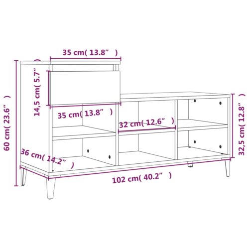 Shoe Cabinet White 102x36x60cm Engineered Wood - Image 11