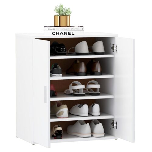 Shoe Cabinet White 60x35x70cm Engineered Wood - Image 4