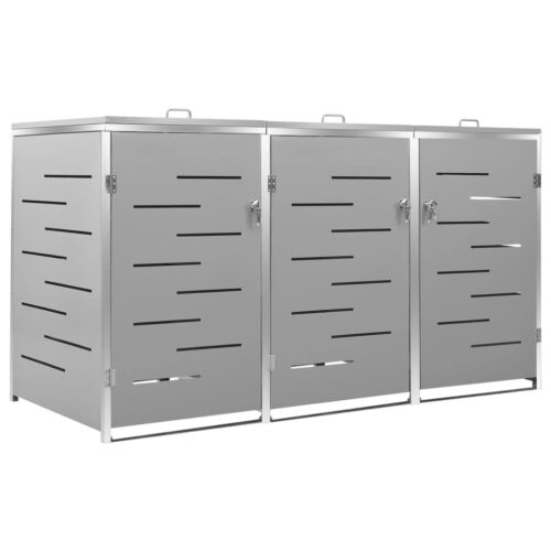 Triple Wheelie Bin Shed 207x77.5x112.5cm Stainless Steel - Image 2