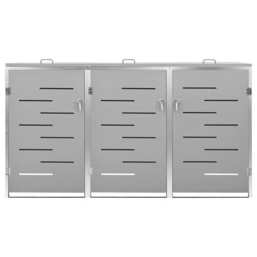 Triple Wheelie Bin Shed 207x77.5x112.5cm Stainless Steel - Image 5