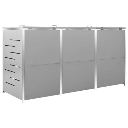 Triple Wheelie Bin Shed 207x77.5x112.5cm Stainless Steel - Image 7