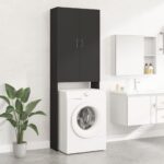 Washing Machine Cabinet Black 64x25.5x190cm