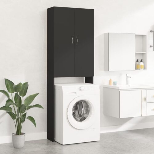 Washing Machine Cabinet Black 64x25.5x190cm