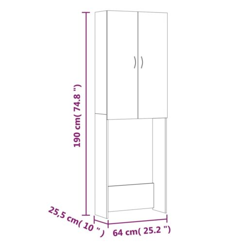 Washing Machine Cabinet Black 64x25.5x190cm - Image 10
