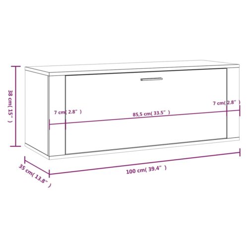 Wall Shoe Cabinet Black 100x35x38cm Engineered Wood - Image 9