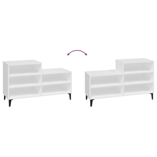 Shoe Cabinet White 102x36x60cm Engineered Wood - Image 5