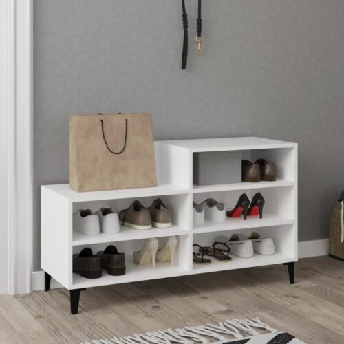 Shoe Cabinet White 102x36x60cm Engineered Wood - Image 6