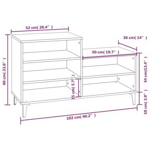 Shoe Cabinet White 102x36x60cm Engineered Wood - Image 9