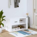 Shoe Cabinet White 80x35x45cm Engineered Wood