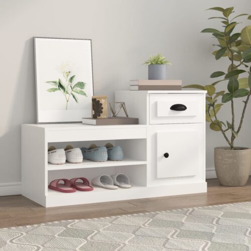 Shoe Cabinet White 100x42x60cm Engineered Wood