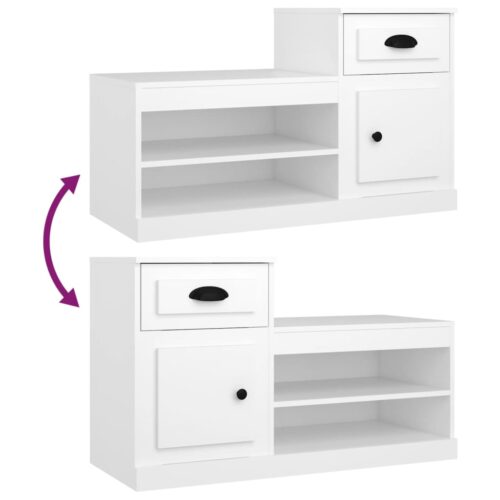 Shoe Cabinet White 100x42x60cm Engineered Wood - Image 9