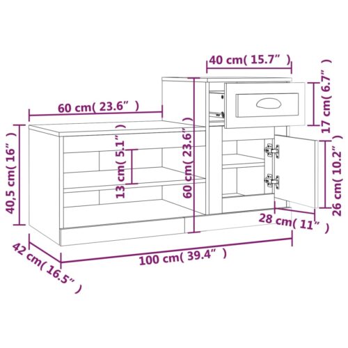 Shoe Cabinet White 100x42x60cm Engineered Wood - Image 11