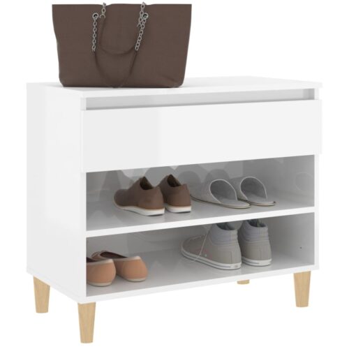 Shoe Cabinet High Gloss White 70x36x60cm Engineered Wood - Image 4