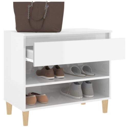 Shoe Cabinet High Gloss White 70x36x60cm Engineered Wood - Image 5