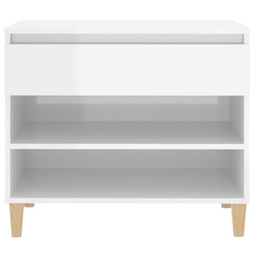 Shoe Cabinet High Gloss White 70x36x60cm Engineered Wood - Image 6