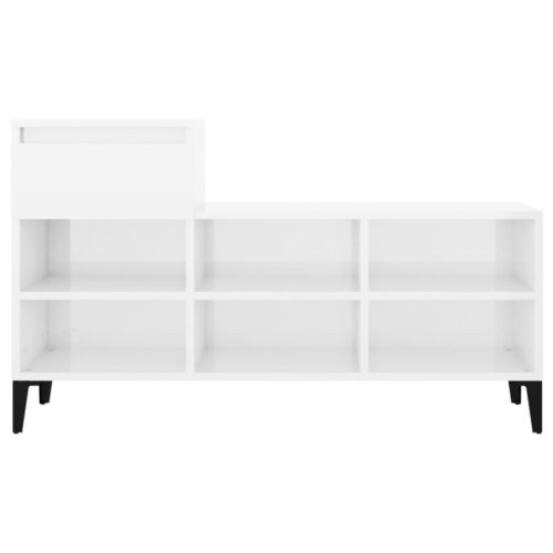Shoe Cabinet High Gloss White 102x36x60cm Engineered Wood - Image 6
