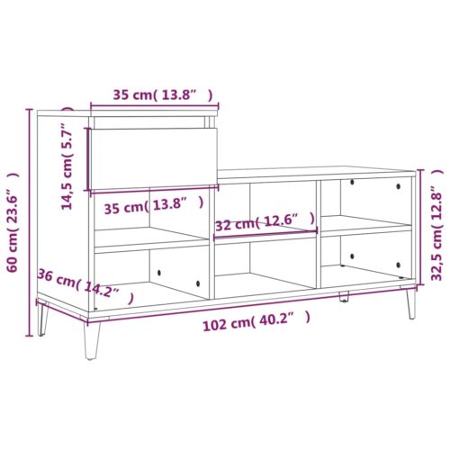 Shoe Cabinet High Gloss White 102x36x60cm Engineered Wood - Image 11
