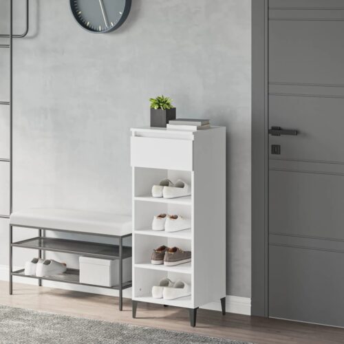 Shoe Rack White 40x36x105cm Engineered Wood
