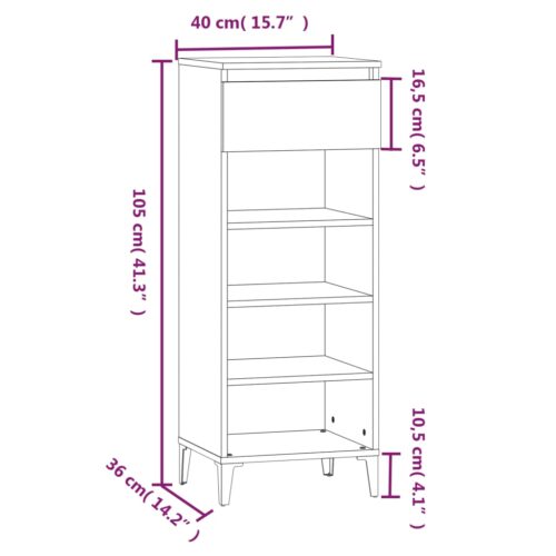 Shoe Rack White 40x36x105cm Engineered Wood - Image 9