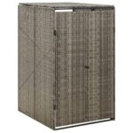 Single Wheelie Bin Shed Grey 70x80x117cm Poly Rattan