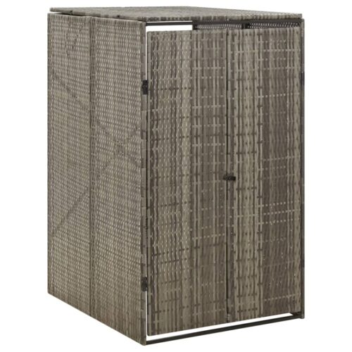 Single Wheelie Bin Shed Grey 70x80x117cm Poly Rattan