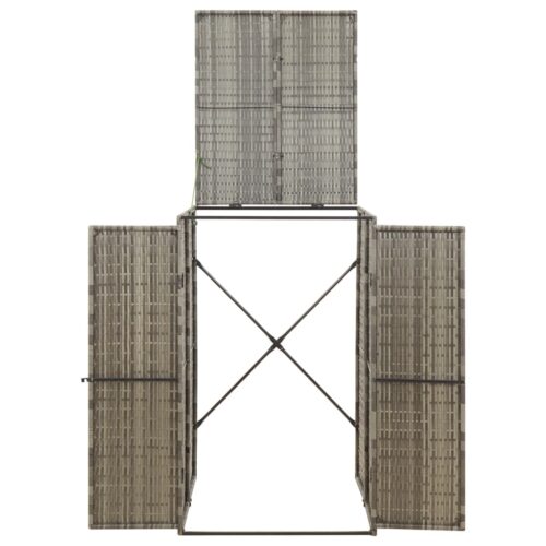 Single Wheelie Bin Shed Grey 70x80x117cm Poly Rattan - Image 3